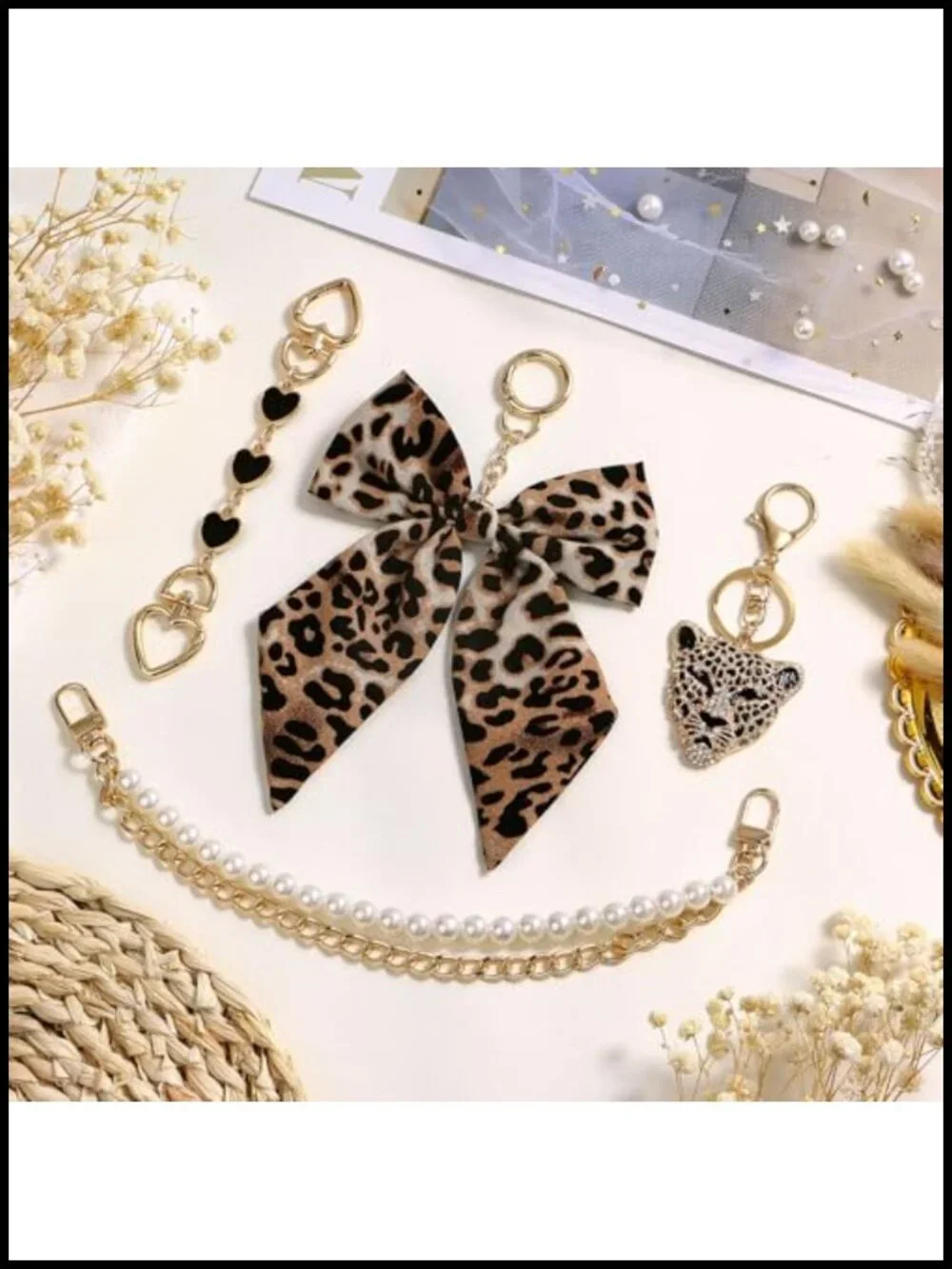 Bag Charms and Chains Set Purse Strap Extender with Pearls and Bows Women's
